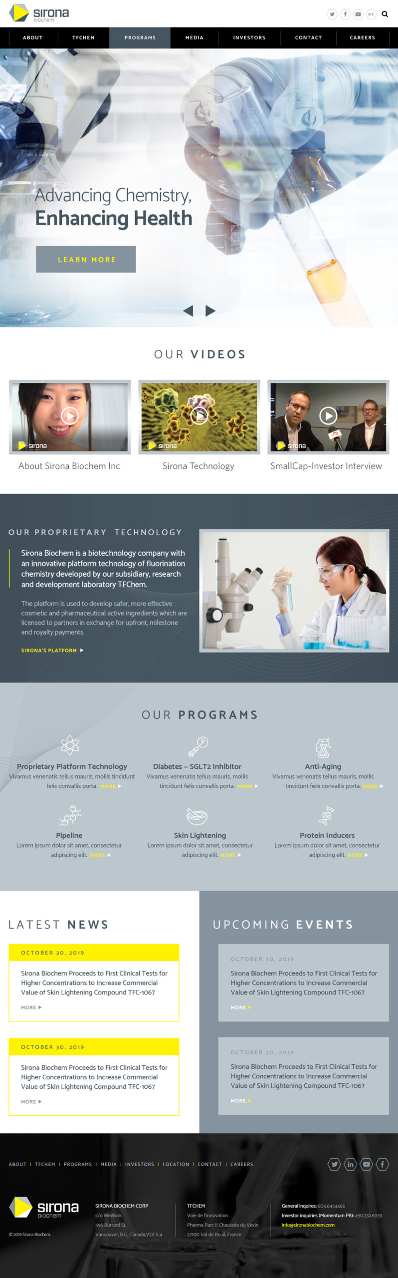 Sirona Biochem Website Design